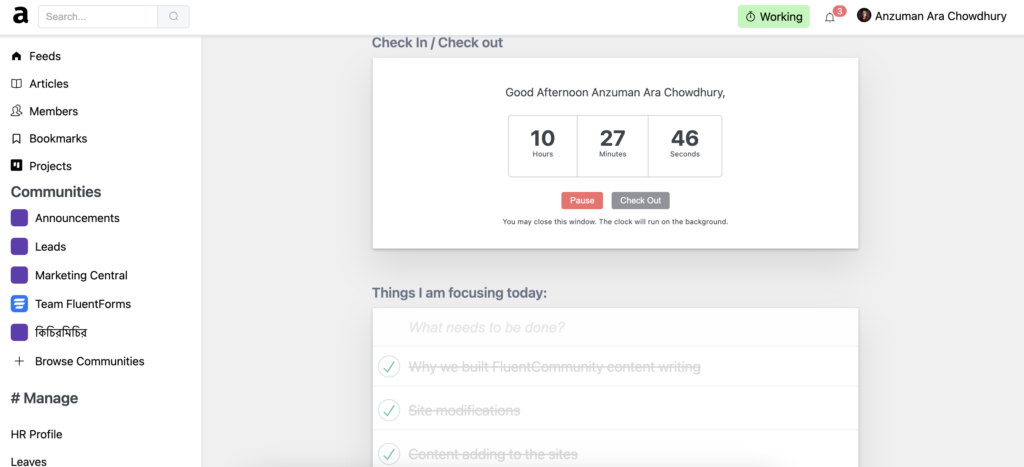 FluentCommunity, HR dashboard, WordPress